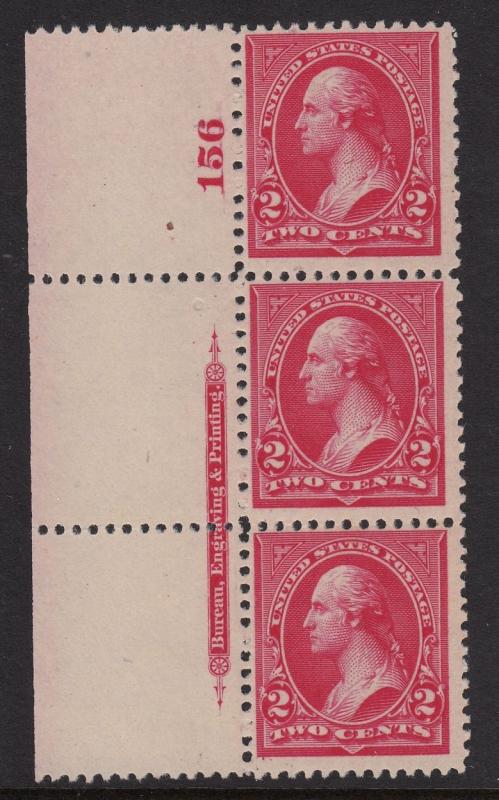 1895 Sc 252 plate number & imprint IV strip FVF MH CV $500