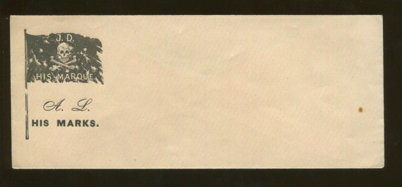 1860's United States Patriotic Civil War Era JD His Marque Postal Cover Unsealed