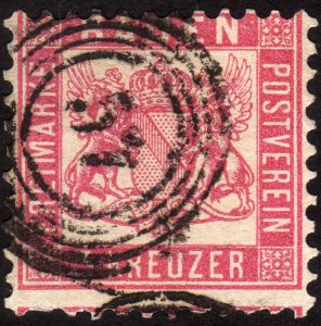 1862, Germany Baden, 3Kr, Used, Sc 20