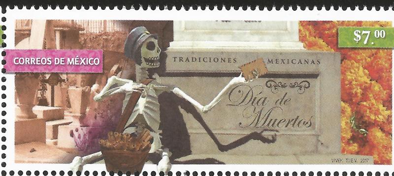 baja.J) 2017 MEXICO, MEXICAN TRADITIONS, DAY OF THE DEAD, SKELETON, MAILMAN, MNH