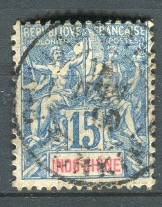 FRENCH COLONIES; INDO-CHINE early 1890s Tablet issue used 5c. fair Postmark