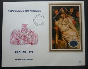 Rwanda Paques 1977 Painting Art Jesus Christian Religious (miniature FDC) *rare