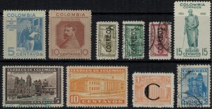 Colombia #552-3,7-9,61-6*/u  CV $3.25