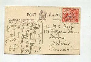 GB #185 on Post Card to CANADA - 1 cent rate