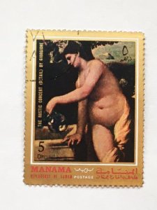 Manama– Unk. Year – Single Art “Nude” Stamp –SC# Unknown - CTO