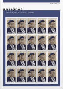 US Black Heritage Ernest J Gaines Forever  Sheet of 20 stampsMNH Ships 23 Jan 23