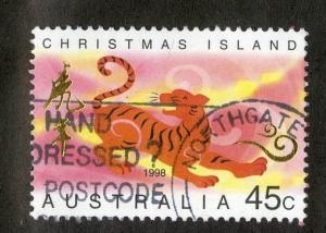 CHRISTMAS ISLAND 411 USED SCV $1.25 BIN $0.50 YEAR OF THE TIGER