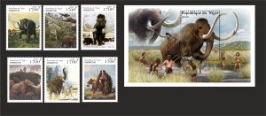 Stamps.Prehistoric Fauna Mammoths block + 6 stamps  perforated NEW MNH**