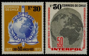 Chile 437-8 MNH INTERPOL, Map, Police