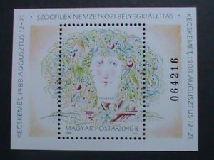 ​HUNGARY-1988-SC# B339 SURTAX FOR SOCFILEX'88 STAMPS SHOW MNH S/S VERY FINE