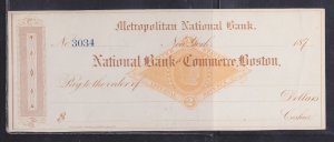 US Revenues: Stamped Paper #RN-G1; Check - New York NY (Metropolitan Nat'l Bank)