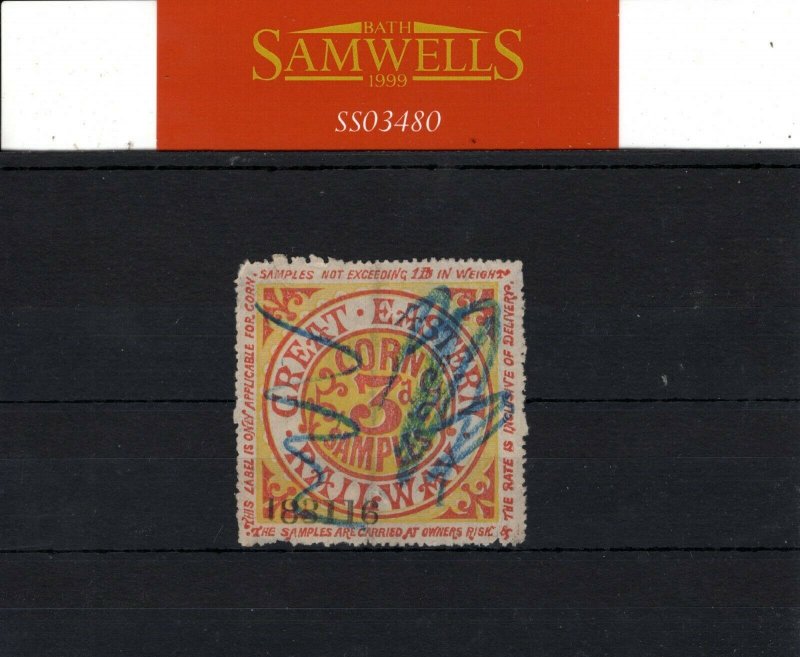 GB RAILWAY GER Large Stamp 3d *CORN SAMPLES* Great Eastern Railway Used SS3480