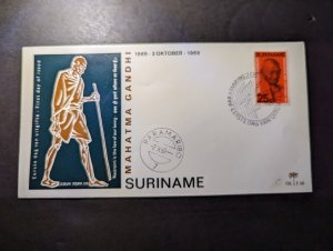 1969 Suriname Souvenir First Day Cover FDC Paramaribo Mahatma Gandhi