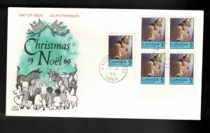 CANADA FDC Scott # 502 - Christmas 1969 Children Praying - Cole Cachet