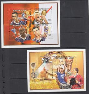 Chad Sc 801-804 MNH. 1999 France - World Cup Champions, cplt set of 4 sheets, VF