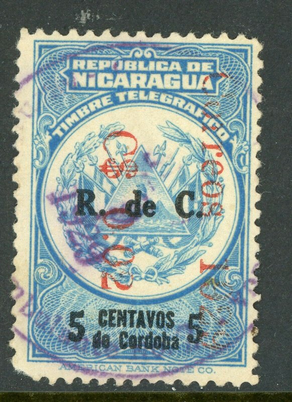 Nicaragua 1929 R de C Revaluation 1¢5¢ VFU  O657