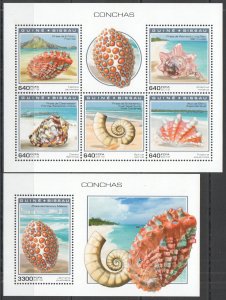 HM0776 2018 GUINEA-BISSAU SHELLS SEASHELLS MARINE LIFE FAUNA #10287-1+BL1770 MNH