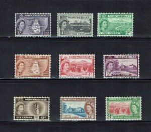 Montserrat: 1953, Queen Elizabeth II defuntuve, short set to 24c, MLH / MH