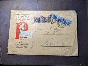 1926 Registered Italy Cover Milan to Kaiserslautern Germany