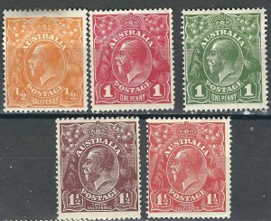 Australia 5 Different (20/26) MH F/VF 1924 SCV $42.00