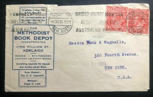 1924 Adelaide Australia Advertising Cover To New York USA Methodist Book Depot