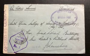 1943 Southern Rhodesia Air Training Group OAS Cover To Johannesburg South Africa 