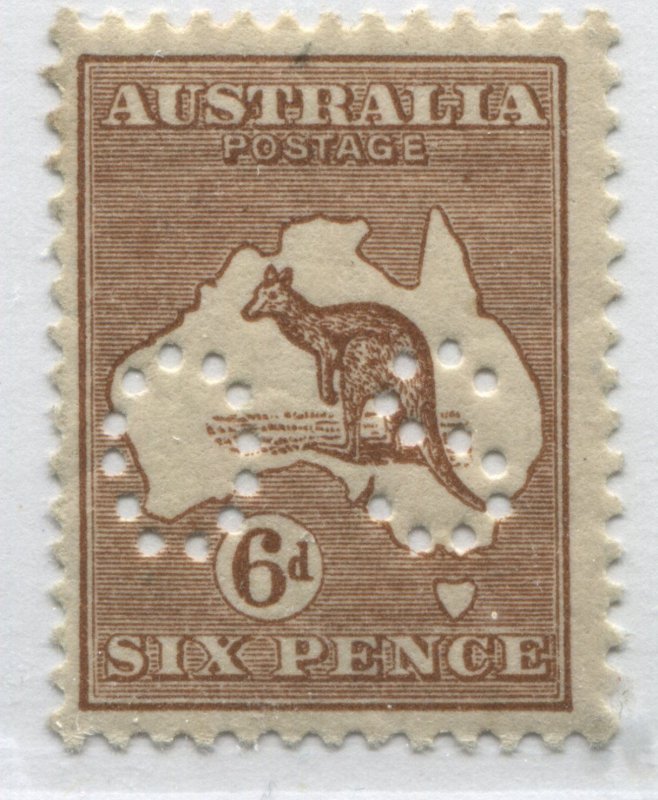  Australia 1915 6d perforated OS Official mint o.g. hinged 