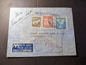 1941 Chile Airmail Cover Santiago to Leipzig C1 Germany