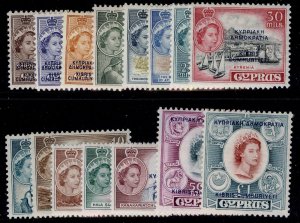 CYPRUS QEII SG188-202, 1960-61 complete set, LH MINT. Cat £150.