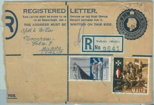 67373 - MALTA - Postal History - Registered STATIONERY COVER to ITALY