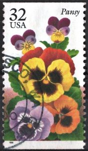 SC#3027 32¢ Garden Flowers: Pansy Single (1996) Used