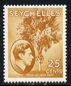 Seychelles 1938-49 KG6 Coco Palm 25c brown-olive mtd mint...