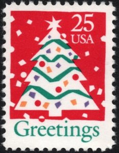 SC#2515 25¢ Christmas Tree Single (1990) MNH