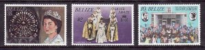 Belize-Sc#383-5- id8-unused NH set-QEII-Silver Jubilee-1977-