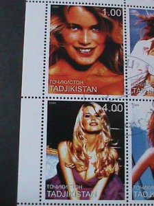 TAJIKISTAN-1999 FAMOUS SEXY MOVIE STAR-CLAUDIA SHIFFER CTO SHEET FANCY CANCEL