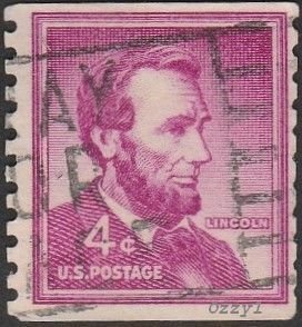 US #1036b 1958 4c Red Violet President Lincoln USED-Fine-NH.