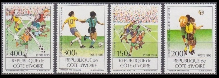 1993 Ivory Coast Cote d'Ivoire 1101-1104 1994 FIFA World Cup in USA 10,00 €