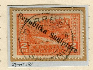 ALBANIA; 1925 early Pictorial issue + REP. SHQIPTARE Optd. used 2q. PIECE