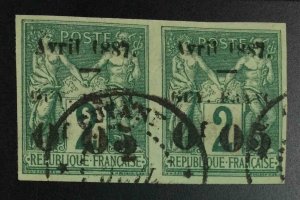 MOMEN: FRENCH GUIANA SC #5 PAIR 1887 USED LOT #62697