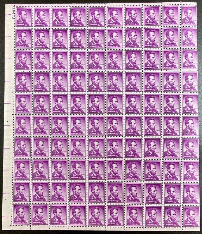 1036a Abraham Lincoln, Liberty Series  MNH 4 c Sheet of 100 1954