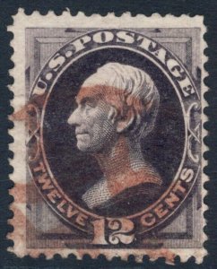 US #162 1874 Fine 12c Clay with Light RED CANCELATION! scv $150.00  *Bay Stamps*