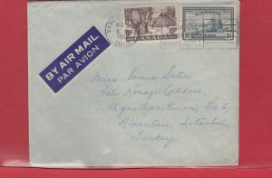 1951 PEACE ISSUE COVER to Turkey air mail Canada cover