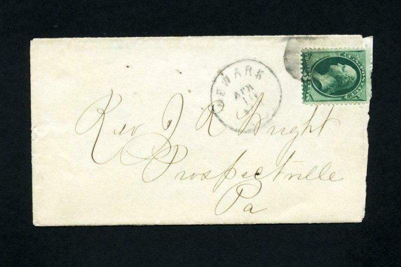 Cover from Newark, New Jersey to Prospectville, PA dated 4-10-1870's