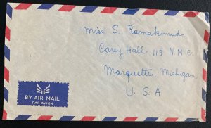 1960s Bangkok Thailand Airmail Cover To Marquette MI USA