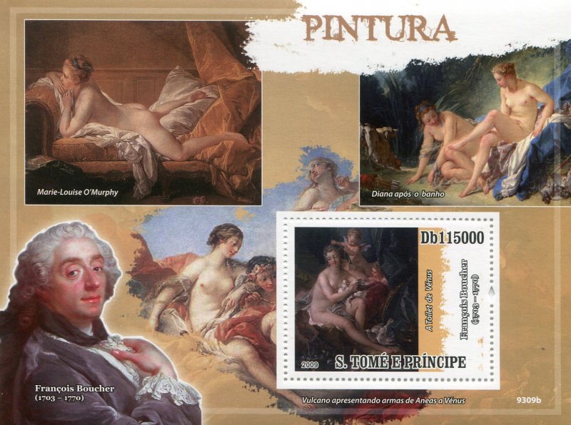 Sao Tome & Principe 2009 FRANCOIS BOUCHER Nude Painting s/s Perforated Mint (NH)