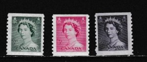 Canada # 331-333, Queen Elizabeth Coil Stamps, Mint NH, 1/2 Cat.