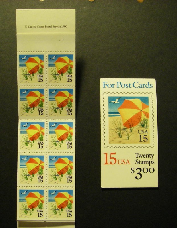 BK170, Scott 2443a, 15c Beach Umbrella, MNH Complete Booklet of 20