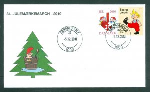 Denmark Cover. 2010. Copenha.“Christm. Seal Walk # 34. Sc# 1482. Santas Heart,