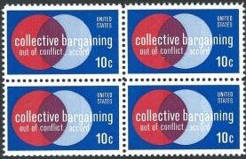 U.S.#1558 Collective Bargaining 10c Block of 4, MNH.