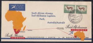 South Africa FFC - Nov 1957 Johannesburg to Perth, Australia